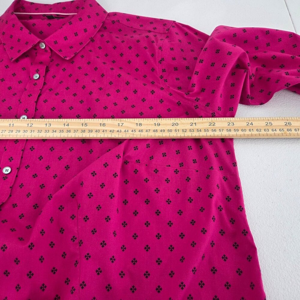 Talbots Womens Fuchsia Geometric Button Up Blouse… - image 7